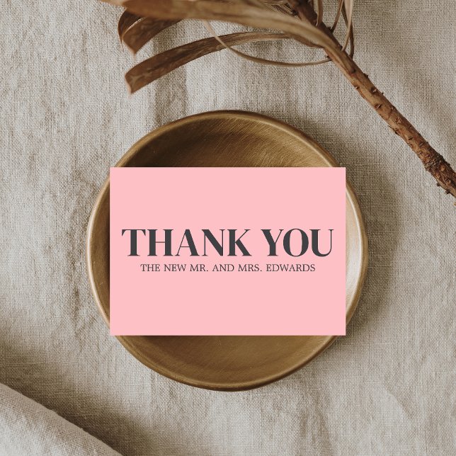 Rosa Monogram Bröllop Tack Kort (Pink Monogram Wedding Thank you Card)