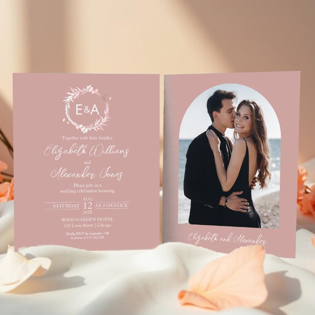 Rosa Monogram budgetbröllop - inbjudningar (Skapare uppladdad)