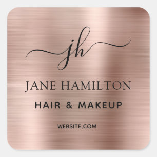  Rosa Monogram Business Logotyp Square-etikett Fyrkantigt Klistermärke