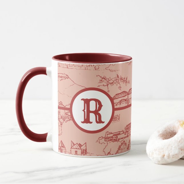 Rosa Monogram Chattanooga Toile Mugg (Med munk)