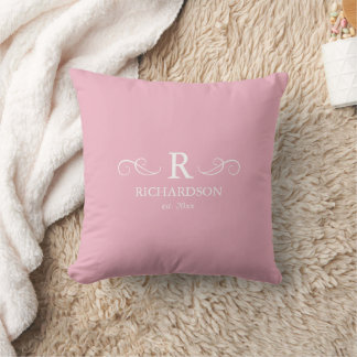  Rosa Monogram Dekorativ kudde