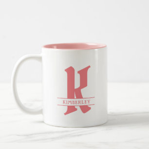 Rosa Monogram, delad brev-typografi Två-Tonad Mugg