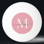 Rosa Monogram Elegant Girly Grått-skript Pingisboll<br><div class="desc">Anpassningsbar Enkel minimal monogram  Rosa Elegant Girly Feminine Grått Script Namn Personlig Golf Bollar</div>