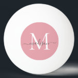 Rosa Monogram Elegant Girly Grått-skript Pingisboll<br><div class="desc">Anpassningsbar Enkel minimal monogram  Rosa Elegant Girly Feminine Grått Script Namn Personlig Golf Bollar</div>