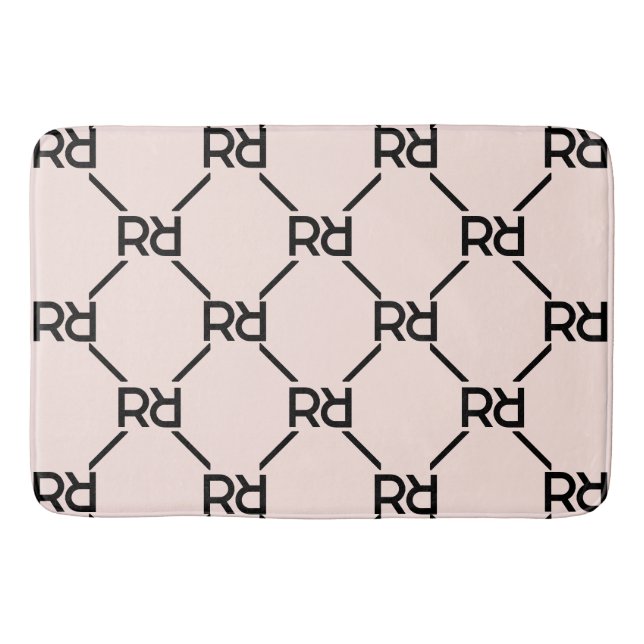  Rosa Monogram Elegant Luxury Girl Dorm Room Badrumsmatta (Framsidan)