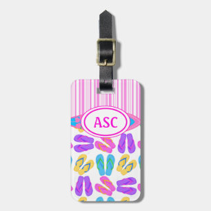 Rosa Monogram Färgämnet Flinflip flops och Surfboa Bagagebricka