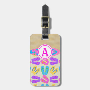Rosa Monogram Flinflip flops Beach Luggage Tagg Bagagebricka