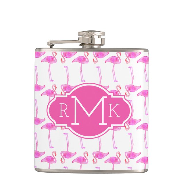 Rosa Monogram för Flamingomönster | Fickplunta (Framsidan)
