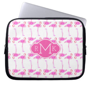 Rosa Monogram för Flamingomönster Laptop Sleeve