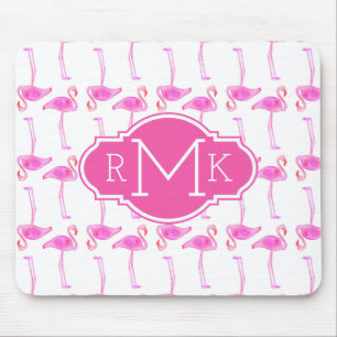 Rosa Monogram för Flamingomönster Musmatta