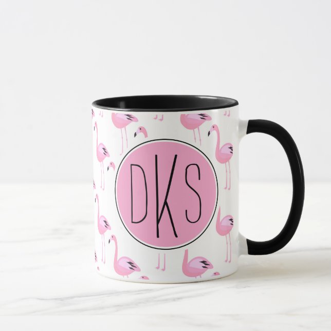 Rosa Monogram för Flamingos | Mugg (Höger)