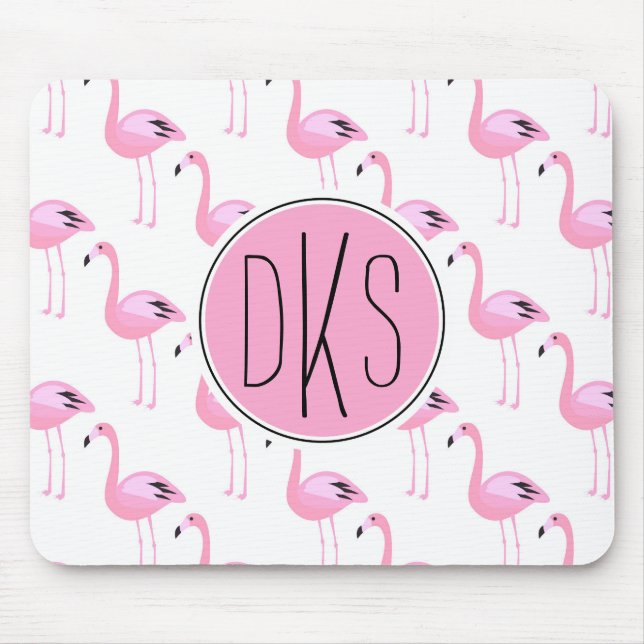 Rosa Monogram för Flamingos | Musmatta (Framsidan)