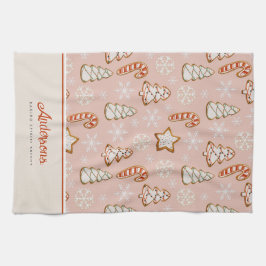 Rosa Monogram för julcookies Kökshandduk