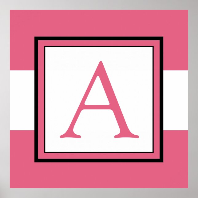 Rosa Monogram första flickans rumsdekor Poster (Framsidan)