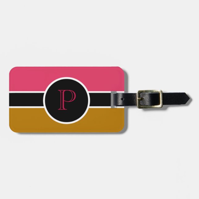 Rosa Monogram första resande i modern Chic Bagagebricka (Horisontell Framsida)