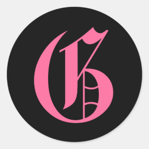 Rosa Monogram G Runt Klistermärke