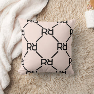 Rosa Monogram Girly Initial Luxury Mönster Kudde
