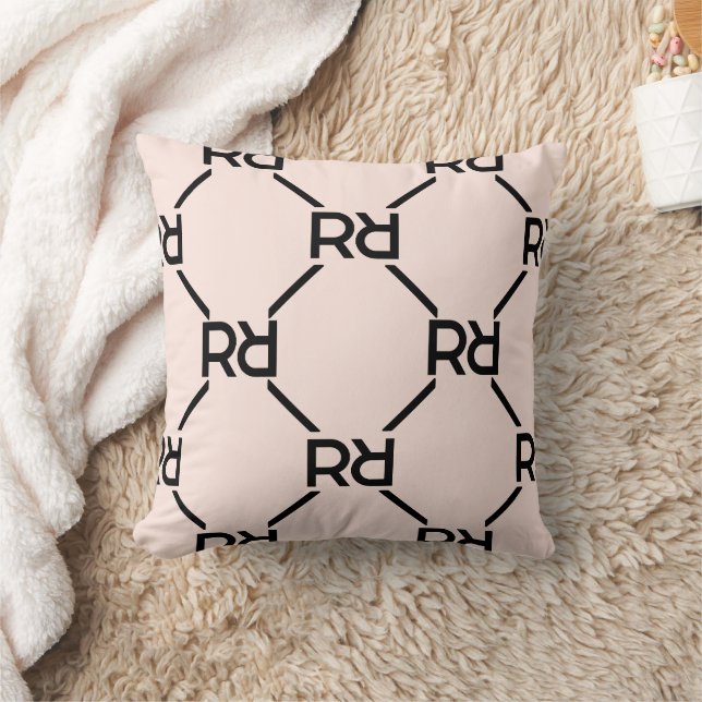  Rosa Monogram Girly Initial Luxury Mönster Kudde (Filt)