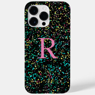 Rosa Monogram Glitter Mönster Färgfläckig Anpassni