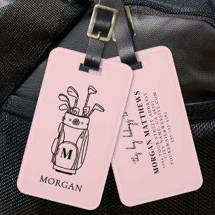 Rosa monogram golfväska bagagebricka