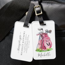 Rosa monogram golfväska