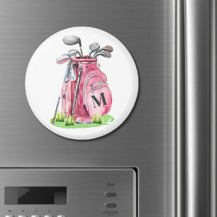 Rosa monogram golfväska magnet