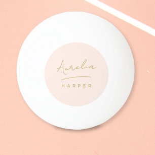 Rosa Monogram Guld Script Personlig Namn Pingisboll