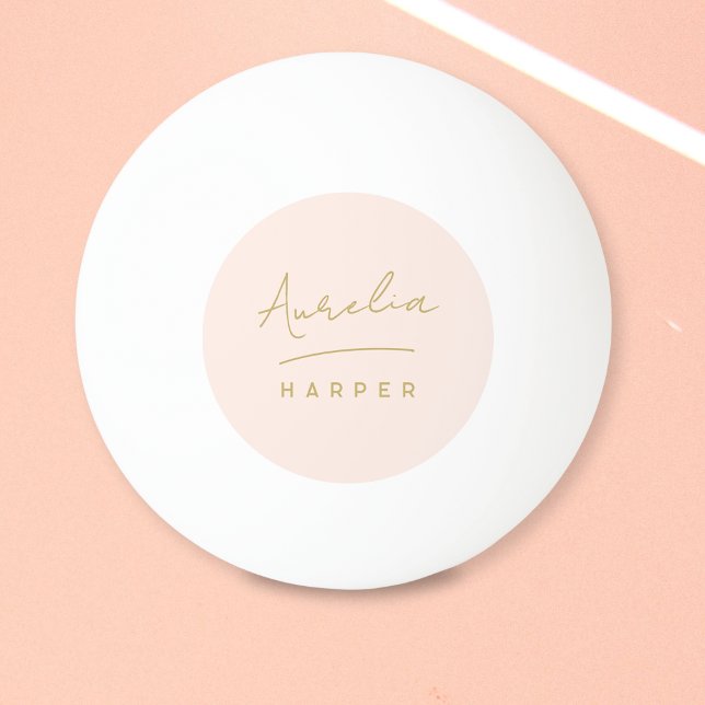 Rosa Monogram Guld Script Personlig Namn Pingisboll (Skapare uppladdad)