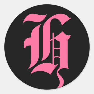 Rosa Monogram H Runt Klistermärke