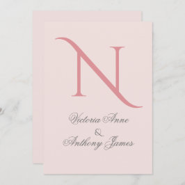 Rosa Monogram Initial Bröllop Inbjudningar