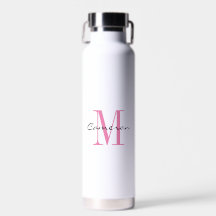 Rosa Monogram Initial och Namn Personlig Vatten