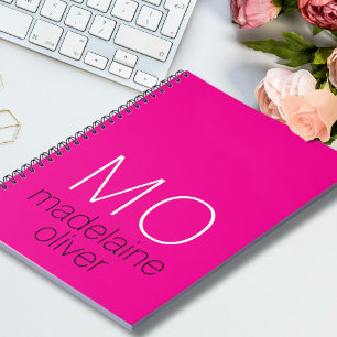 Rosa Monogram Initialer bärbar dator Journal Anteckningsbok