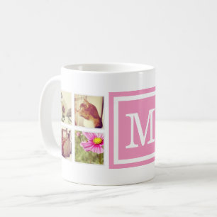 Rosa Monogram Instagram Photo Collage Mugg