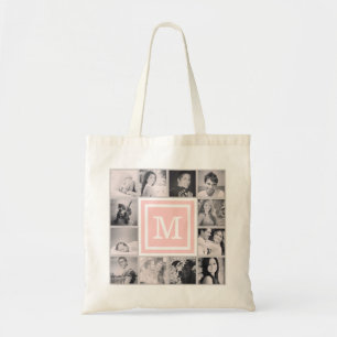 Rosa Monogram Instagram Photo Collage Tygkasse