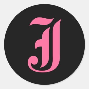 Rosa Monogram J Runt Klistermärke