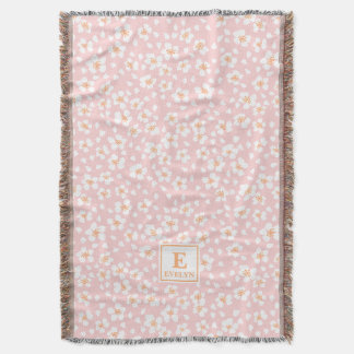 Rosa monogram kastfilt med namn filt