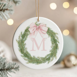 Rosa monogram krans jul julgransprydnad keramik