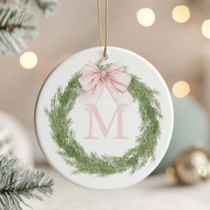 Rosa monogram krans jul julgransprydnad keramik