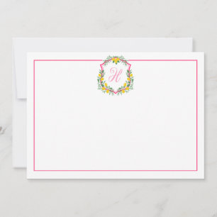 Rosa Monogram Lemon Vapensköld, Anpassningsbar - t Tack Kort