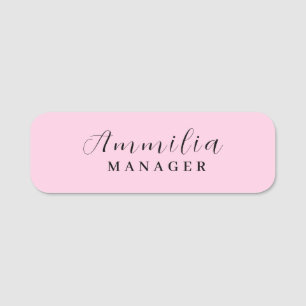 Rosa Monogram med Rödfärg Modern Feminint Minima Namnbricka