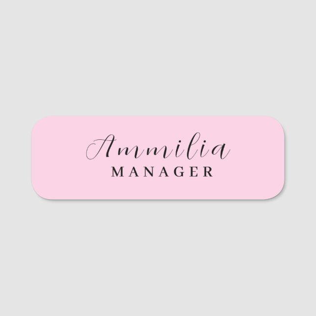 Rosa Monogram med Rödfärg | Modern Feminint Minima Namnbricka (Framsida)