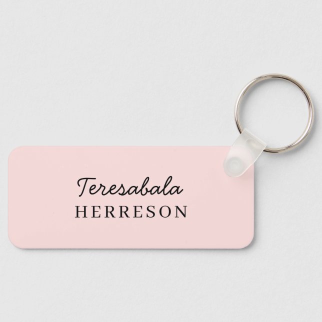 Rosa Monogram med Rödfärg | Modern Minimalistisk F Nyckelring (Framsida)