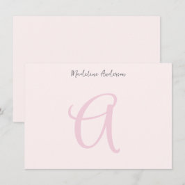 Rosa Monogram minimalist Girly Anteckningskort