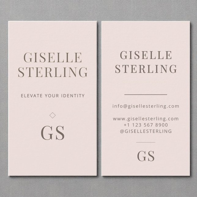  Rosa Monogram Modern Elegant - minimalistisk Visitkort (Skapare uppladdad)
