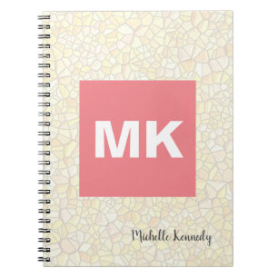 Rosa monogram modern mosaik anteckningsbok