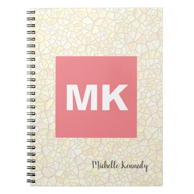 Rosa monogram modern mosaik anteckningsbok (Framsidan)