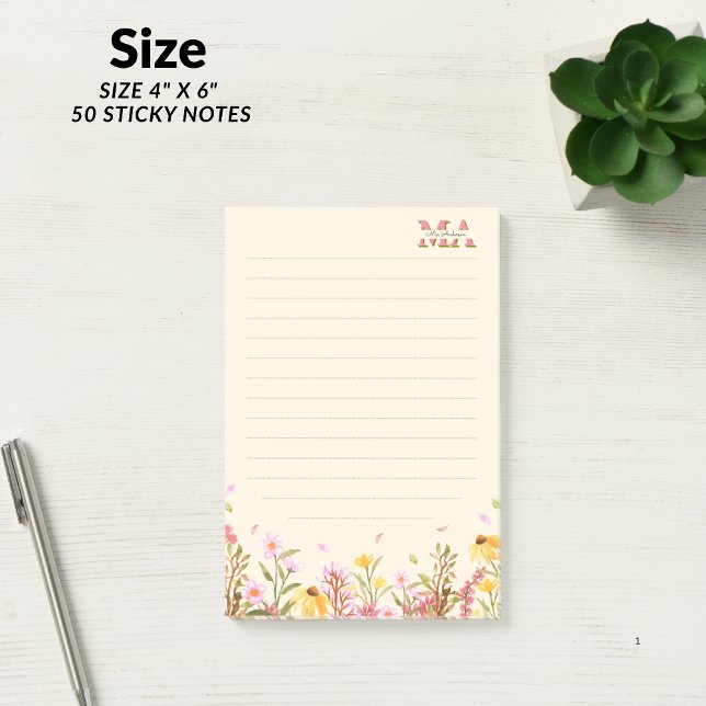 Rosa monogram moderna minimalistiska Post-it-lappa Post-it Block (Pink Monogram Modern Minimalist Post-it Notes)