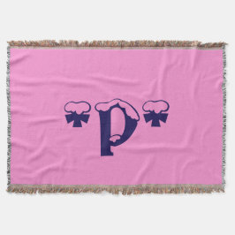 Rosa Monogram Mönster Design Text Art Baby Filt
