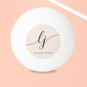 Rosa Monogram och Namn Personlig Pingisboll