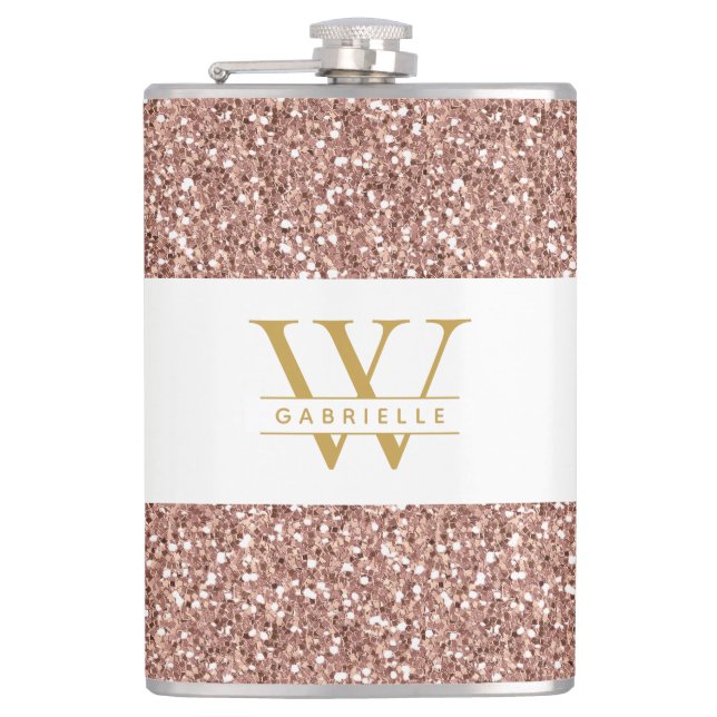 Rosa Monogram och Namn Ro Guld Glitter Fickplunta (Framsidan)